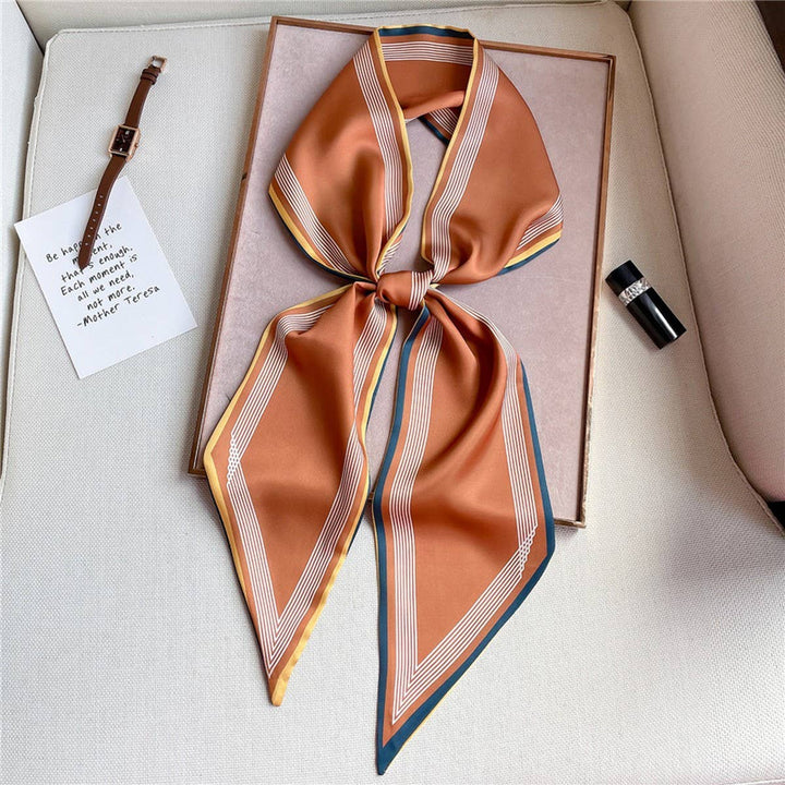 ACCITY - THIN SIMPLE GEOMETRIC LONG SILK HEAD SCARF_CWASC1521