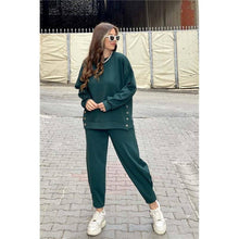 Load image into Gallery viewer, OceanusSwim - Solid Color Crewneck Long Sleeve Sweatshirt And Sport Pants Two Pieces Suit
