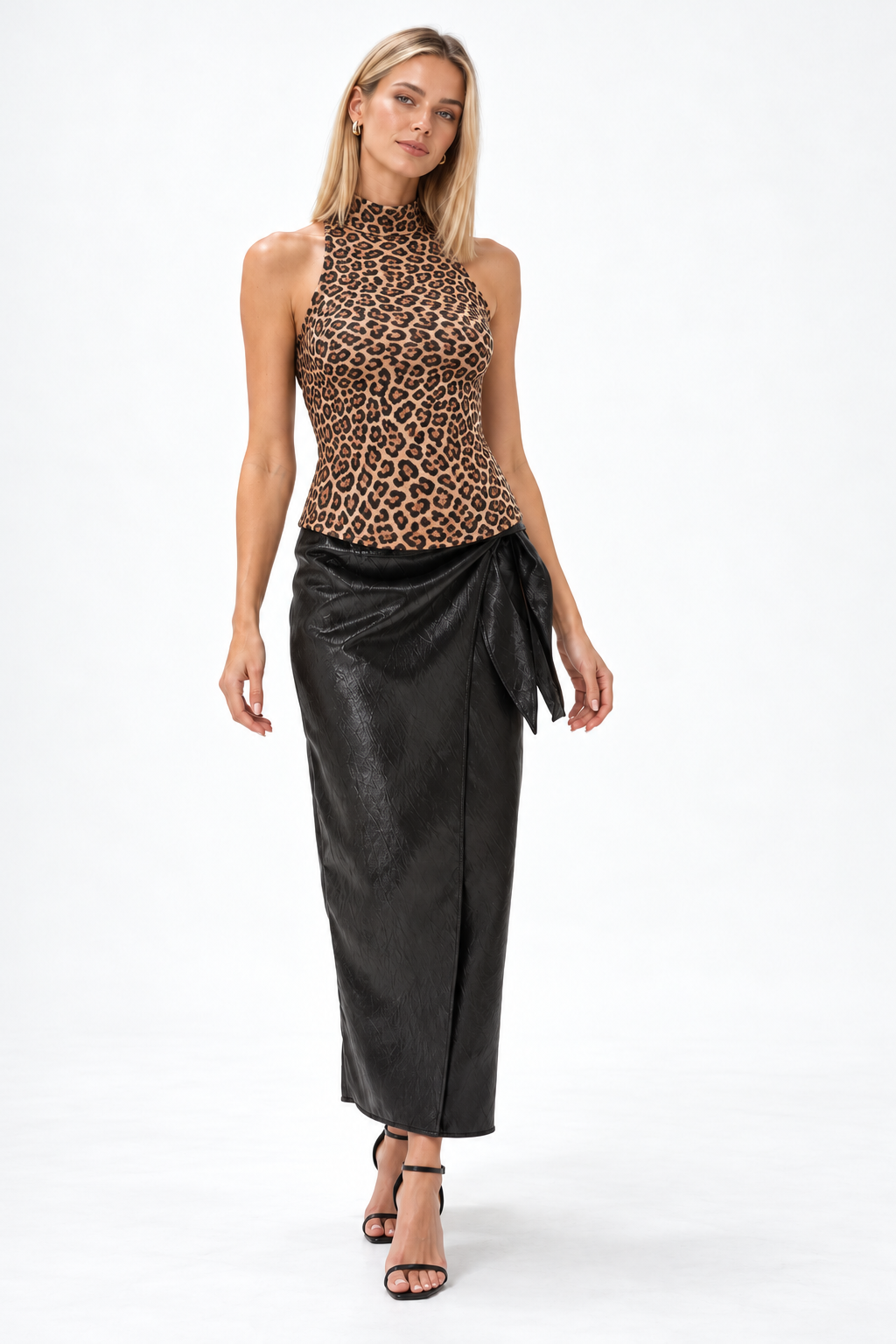 Vega Faux Leather Wrap Skirt