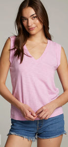 Lavender  V neck Tee