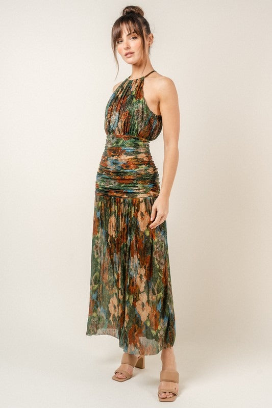 Ruched Metallic Holiday Maxi