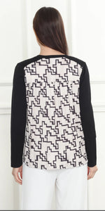 Print Woven Back Cardigan