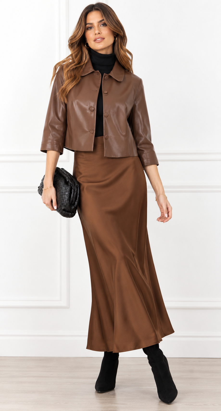 Faux Leather Elbow Sleeve Jacket