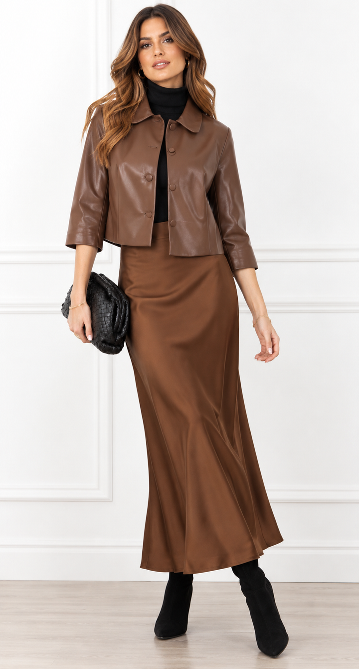 Faux Leather Elbow Sleeve Jacket