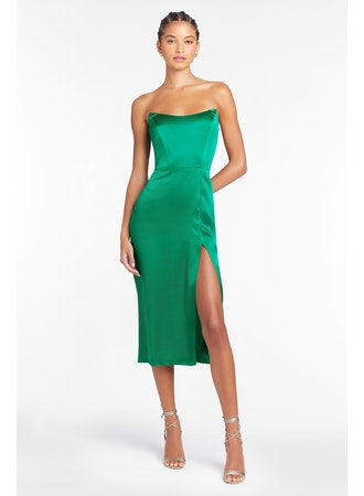 Chamberlain Silk Dress in Dark Green