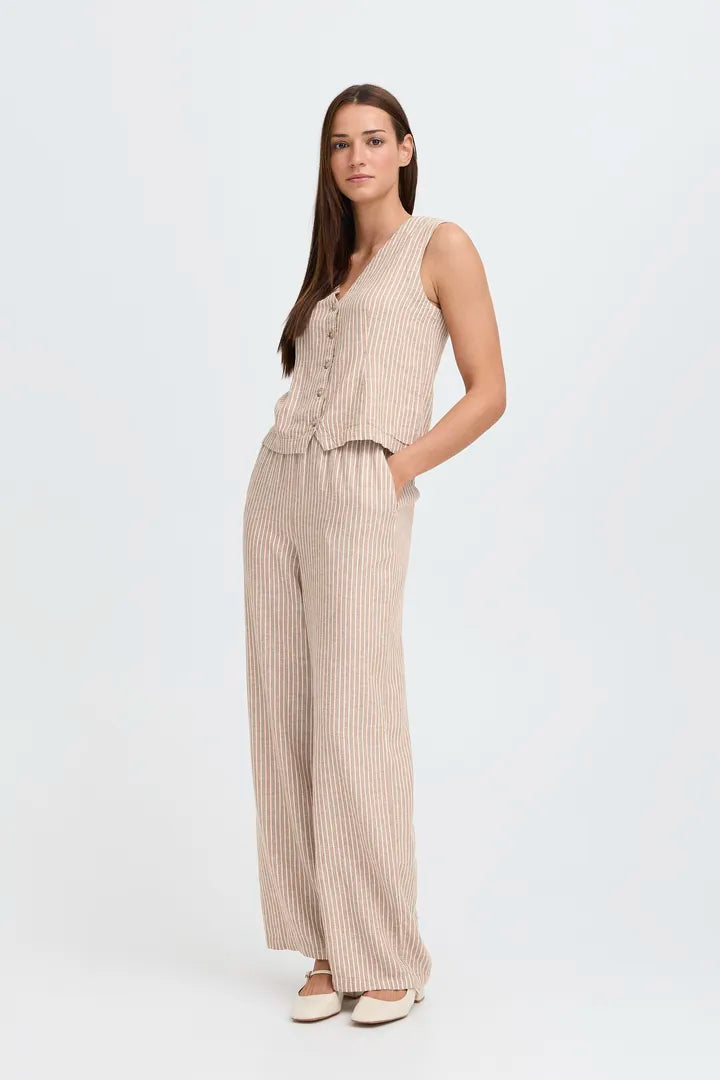 Stripe Button Sleeveless Top