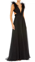 Load image into Gallery viewer, Black Feather Shoulder Gown