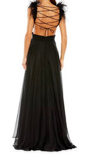 Load image into Gallery viewer, Black Feather Shoulder Gown