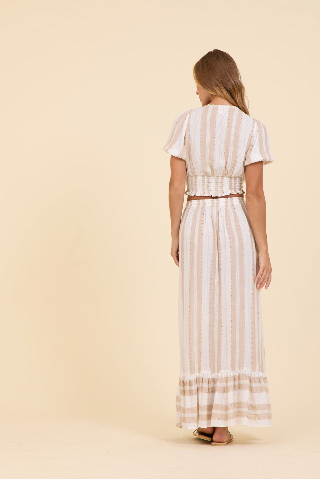 Natural Stripe Lurex Crop Top