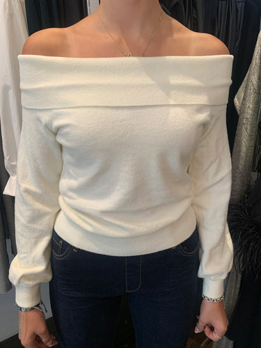 Fold Over Sweater in Ivory