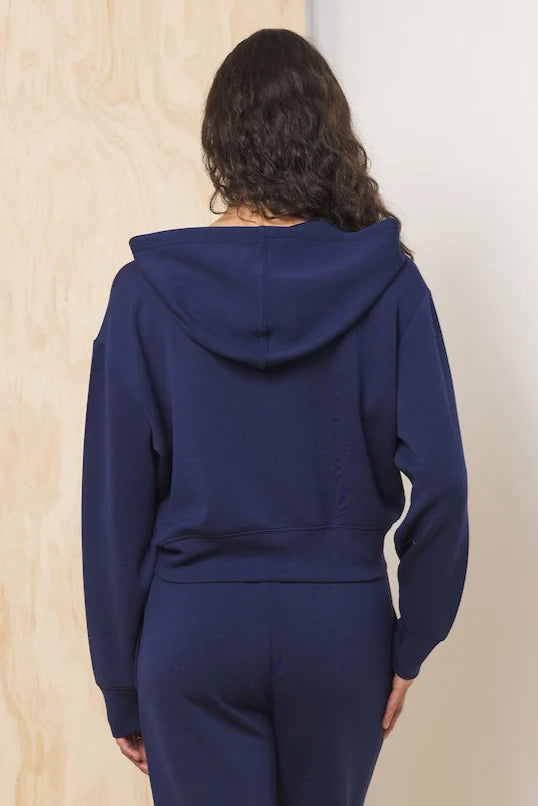 Crop Zip Up in Collegiate Navy