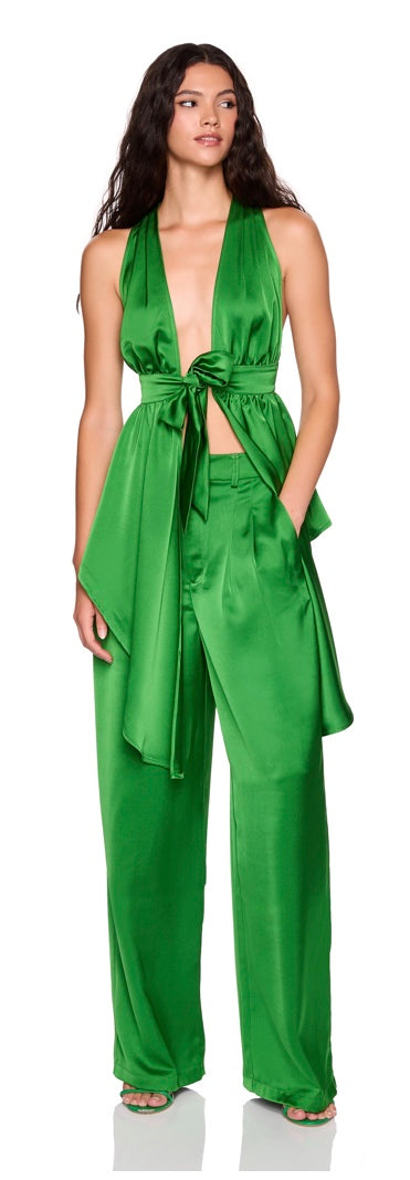 Satin Peplum High Low Top