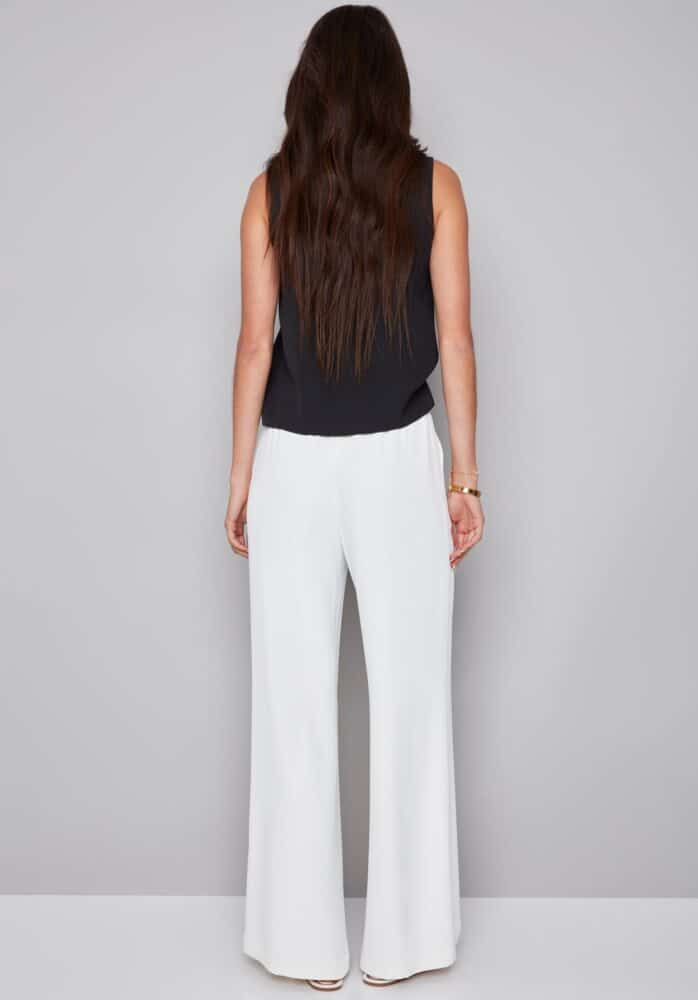 Fiona Vegan Silk Belted Pant in Cream