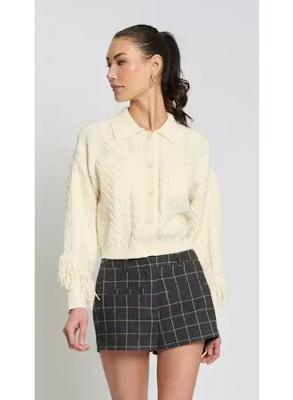 Phoebe Cable Fringe Cardigan