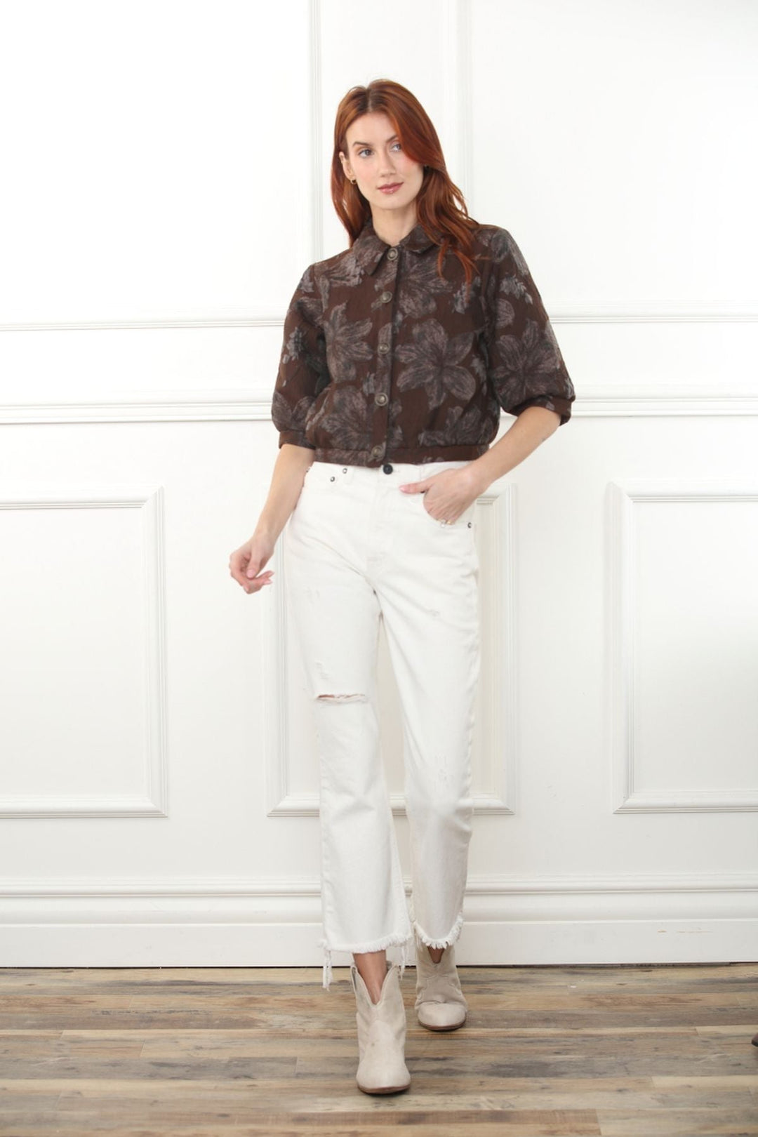 Jacquard Elbow Length Jacket