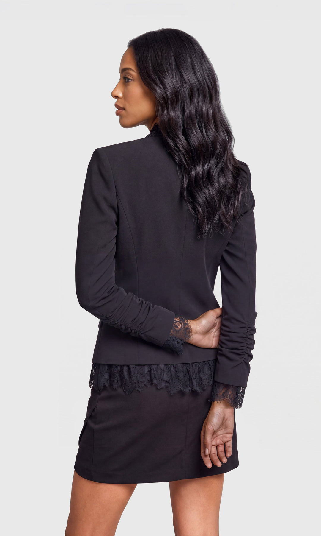 Faye Lace Combo Crepe Jacket