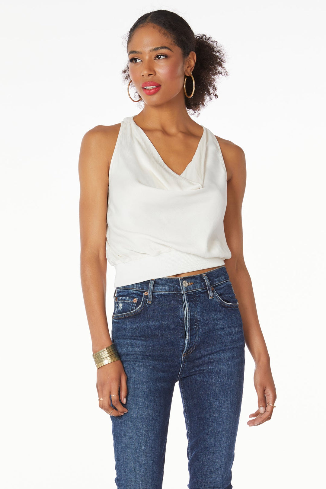 Rib Mixed Cowl Neck Top *Multiple Colors Available*