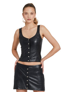 Eunice Top in Faux Leather
