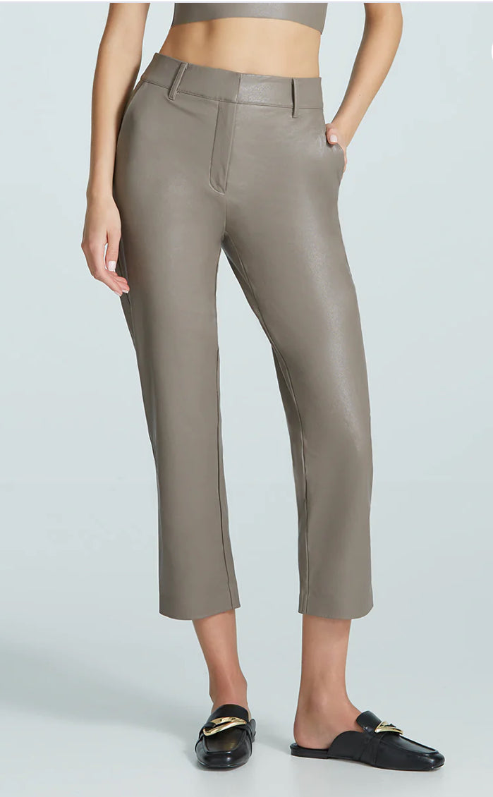 Faux Leather 7/8 Trouser in Ash as