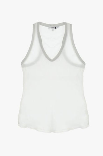 V Neck Metallic Trim Tank