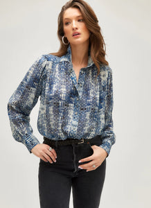 Button Up Shirred Blouse