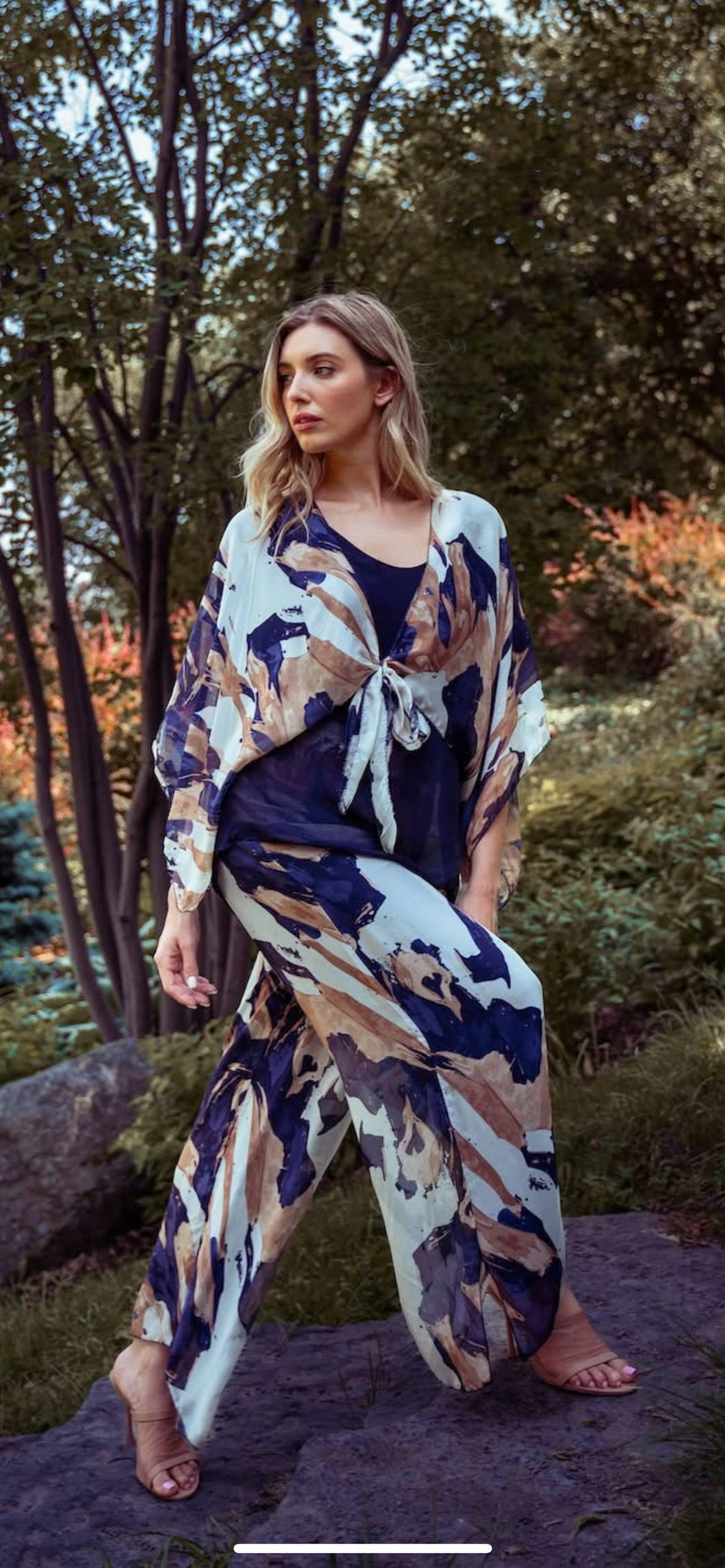 Navy Waves Tie Top