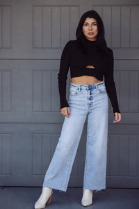 Nori High Waist Cropped Wide Jeans