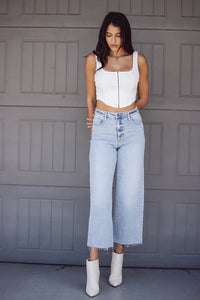 Nori High Waist Cropped Wide Jeans