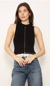 Dove MockNeck Top w Fringe