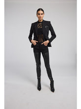 Load image into Gallery viewer, Gayle Vegan Leather Ponte Combo Blazer