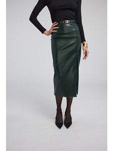 Kiva Vegan Leather Midi Skirt