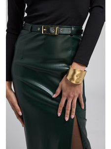 Kiva Vegan Leather Midi Skirt