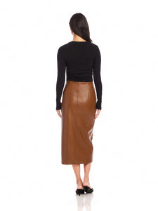 Kala Faux Leather Midi Skirt