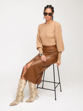 Load image into Gallery viewer, Kala Faux Leather Midi Skirt