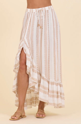 Natural Stripe Lurex Maxi Skirt