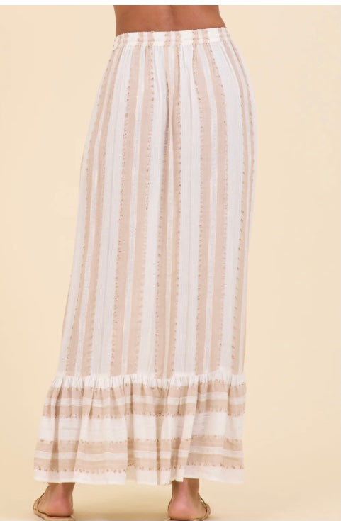 Natural Stripe Lurex Maxi Skirt
