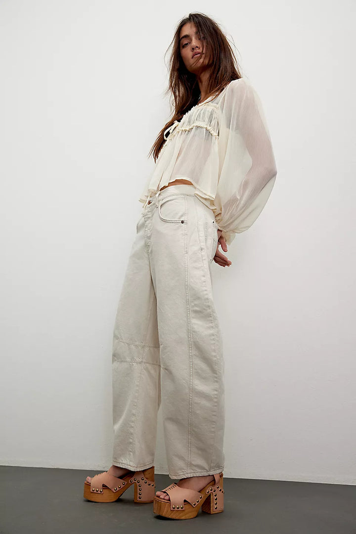 Good Luck Mid Rise Barrel Jean