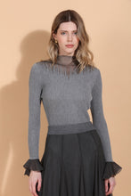 Load image into Gallery viewer, Mock Neck Top w/ Peplum Cuff
