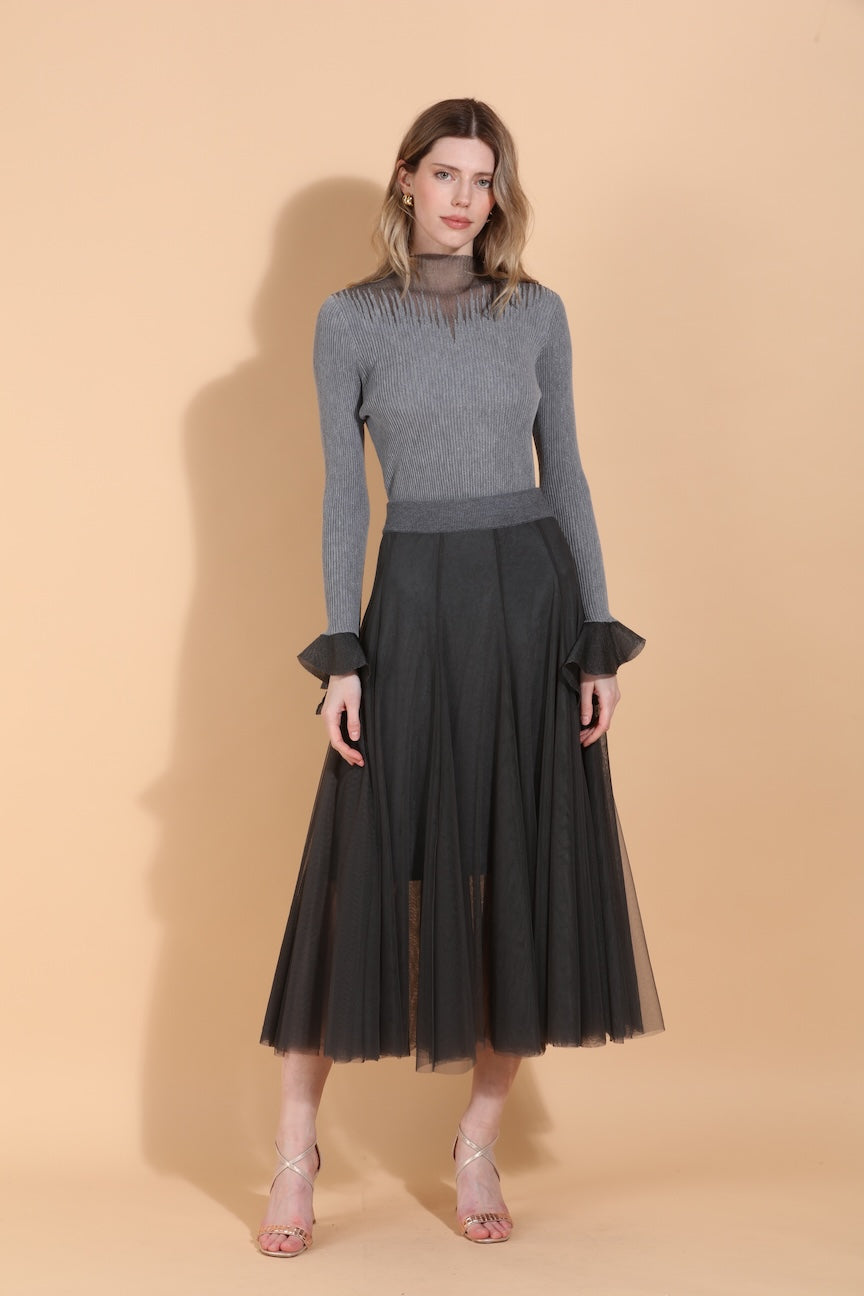 Mock Neck Top w/ Peplum Cuff *Multiple Colors*