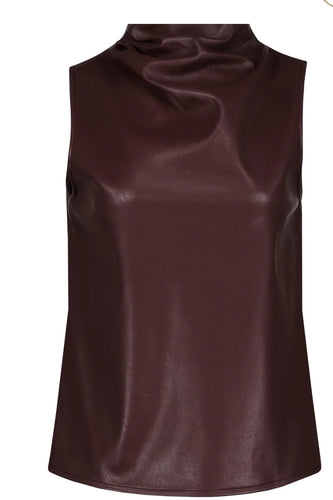 Claude Faux Leather Cowl Neck Top