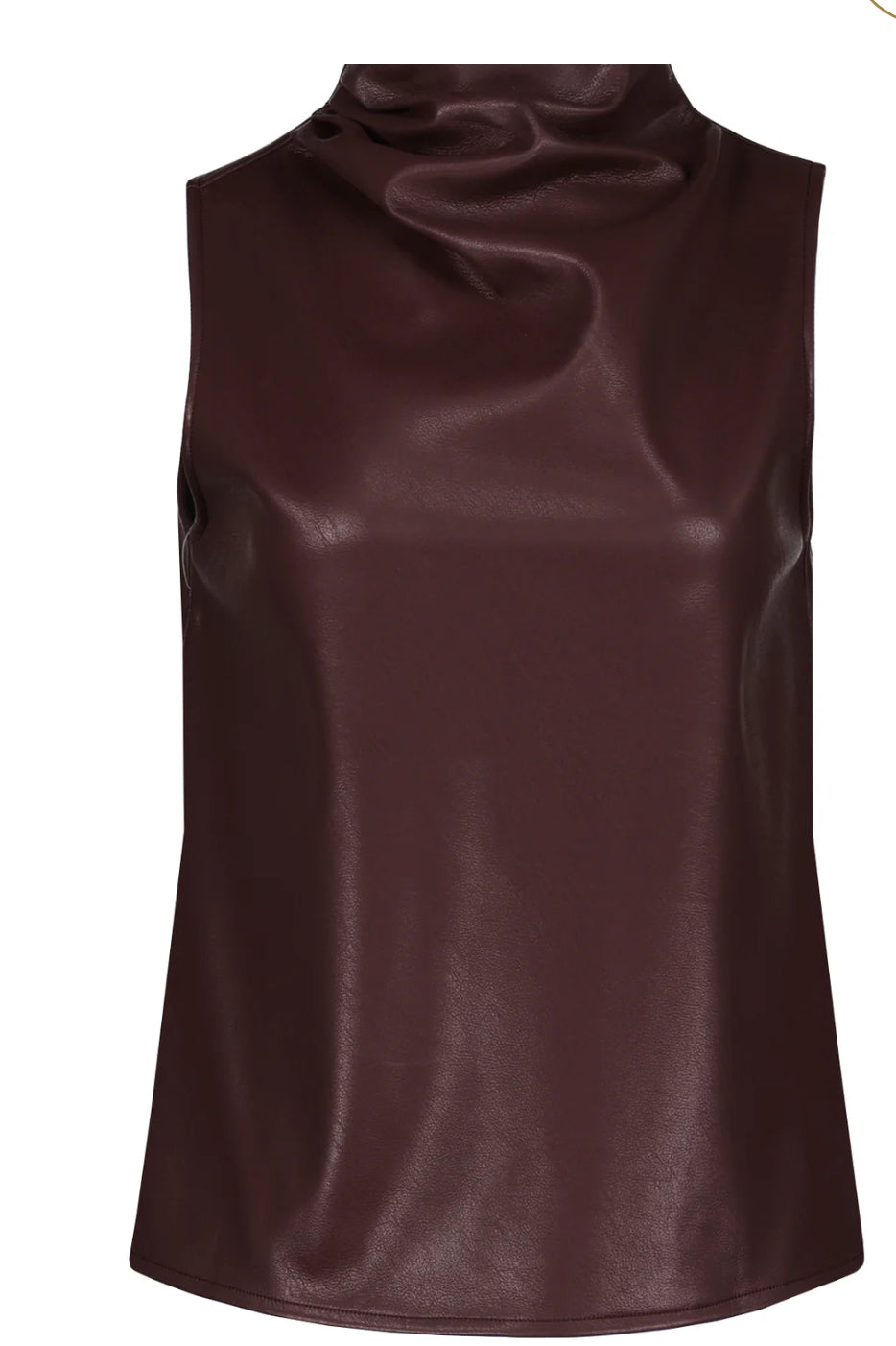 Claude Faux Leather Cowl Neck Top