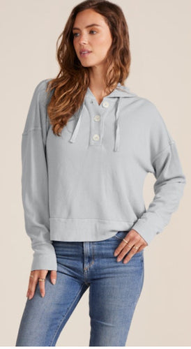 Split Neck Button Hoodie