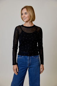 Sheer Embroidered Sweater Top