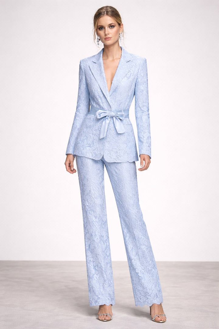 Lace Suit with Tie Belt
