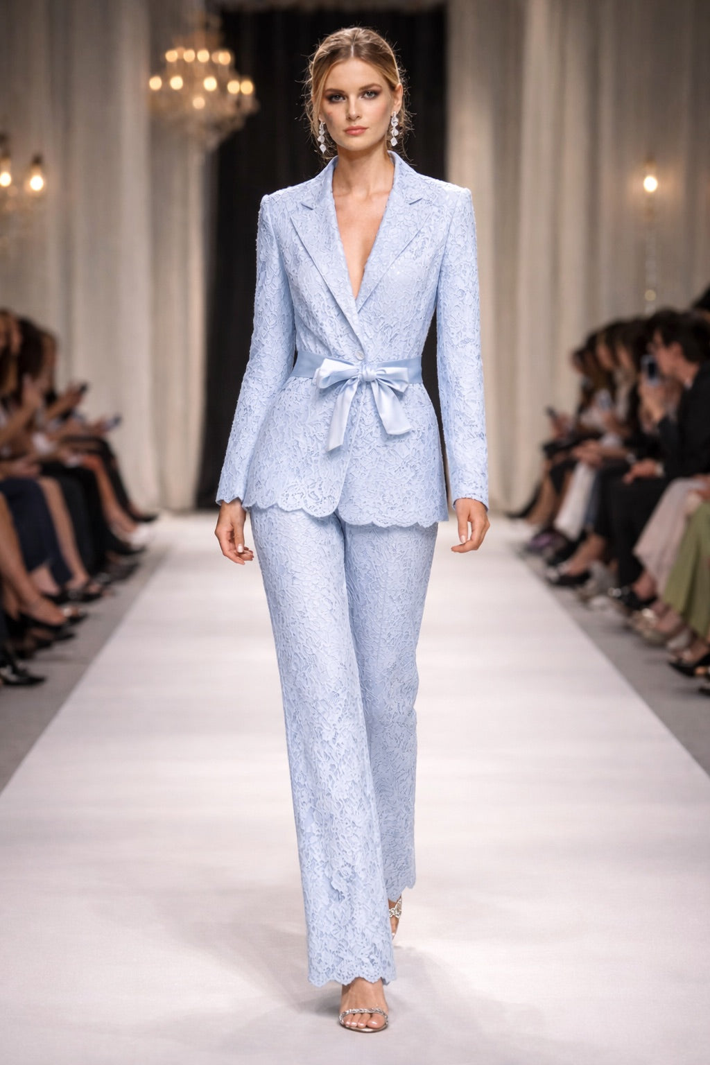 Lace Suit with Tie Belt