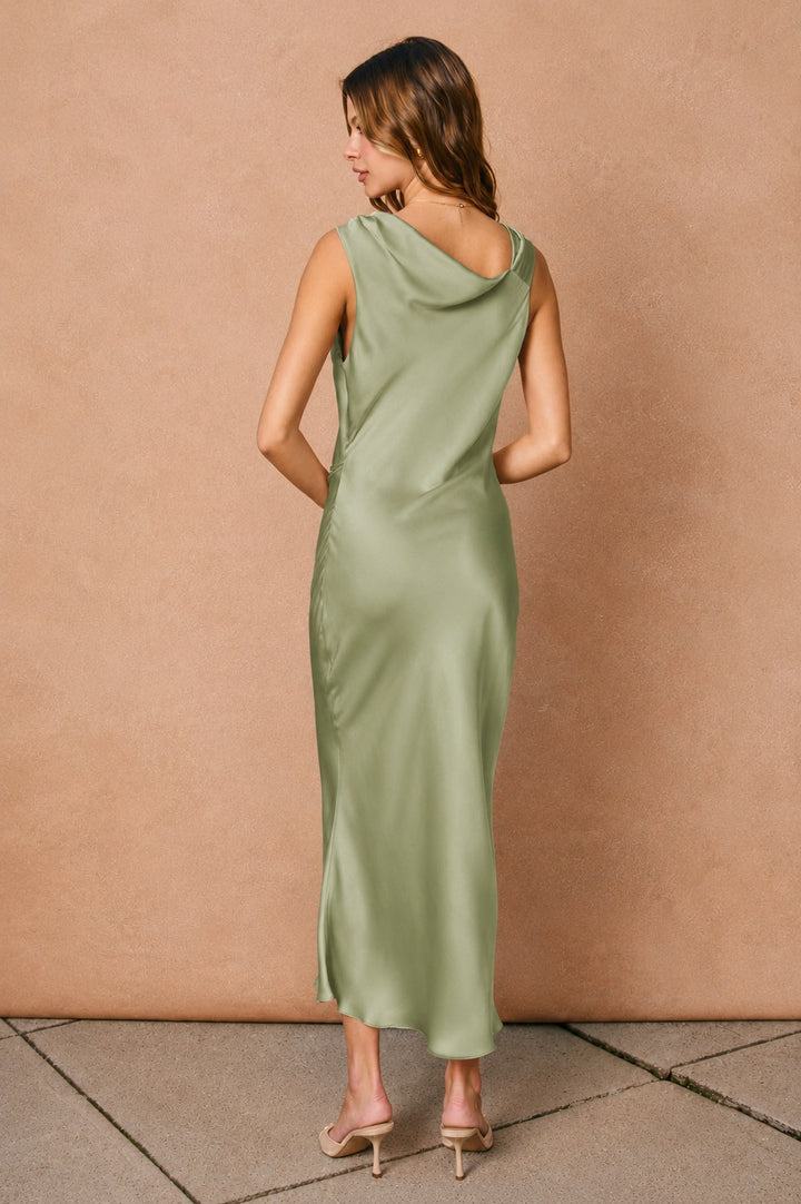 Off The Shoulder Ruched Midi Dress