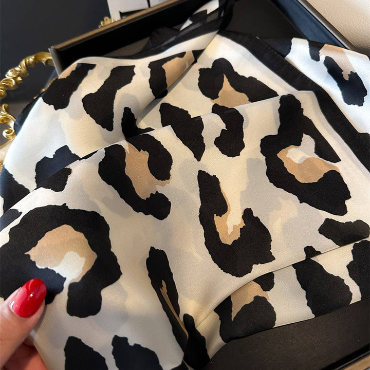 Leopard Print Satin Square Scarves
