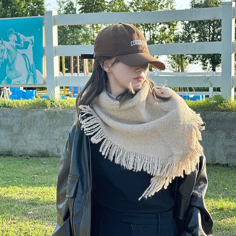 ACCITY - Knit Triangle Shawl Wrap