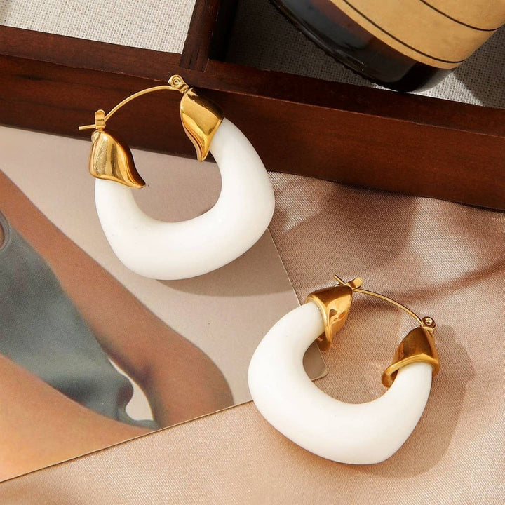 ACCITY - RETRO STYLE STAINLESS STEEL GOLD-PLATED EARRINGS_CWMM3657
