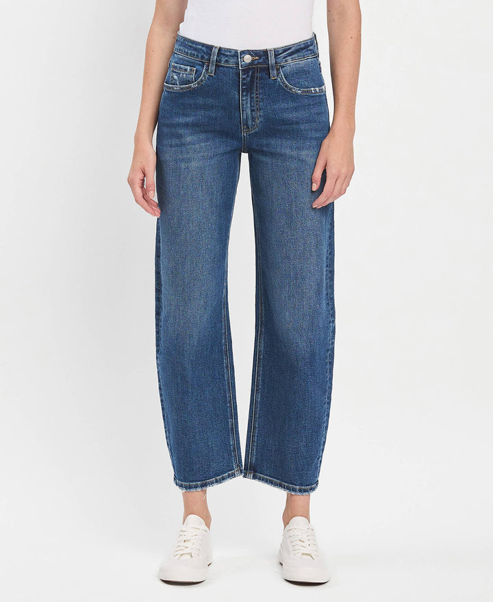 High Rise Ankle Barrel Jeans